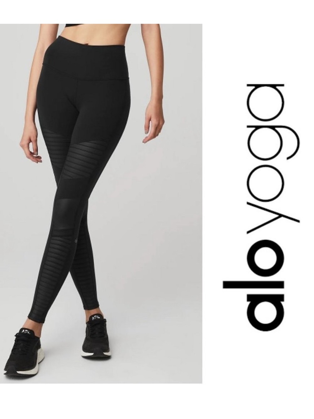 Alo Yoga 7/8 High Waist Moto Legging Black Glossy Small Gorpcore NWT